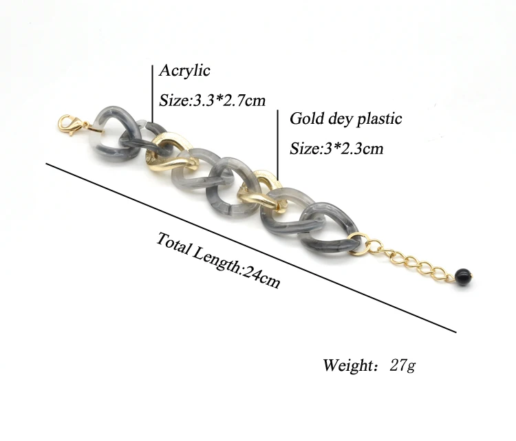 2020 2021 custom cheap gold plated plastic and acrylic hand chain jewelry stylish cuban link bracelet