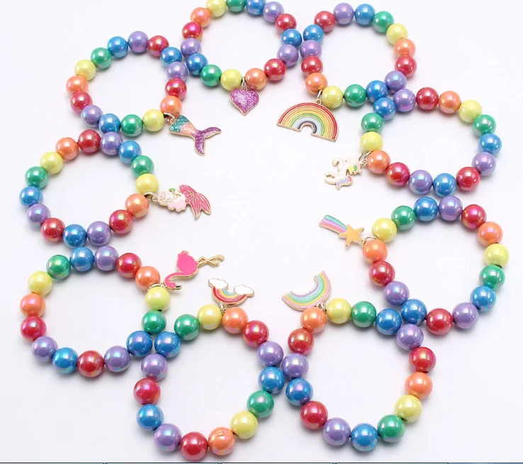 little girl rainbow color beaded bracelets kids gifts.png