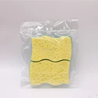 Custom shape wavy wood pulp cellulose sponge block compound scouring pad kitchen cleaning wiper 11*7*2cm