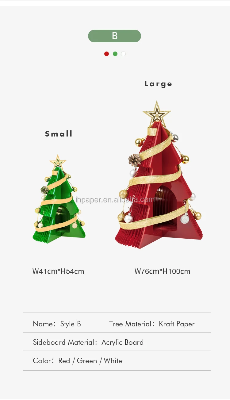 ihpaper eco-friendly folding christmas tree decoration xmas