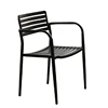High quality black outdoor teak wooden tube patio stackable dining chair metal