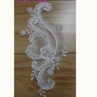 Wholesale bridal wedding dress lace flower beaded motifs embroidery rhinestone appliques