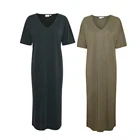 2020 summer new arrived women's casual loose short sleeve v-neck plain midi tshirt dress