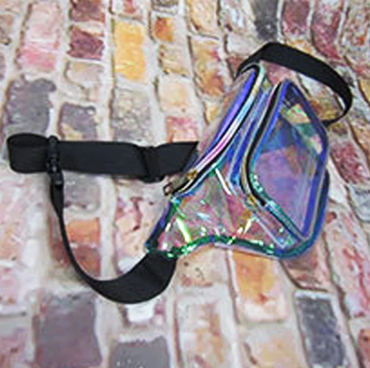 Ready To Ship Clear Waist Fanny Bag Laser Waterproof Fashion Outdoor Dry Bag Colored PVC Transparent TPU Waist Packs