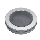 Food Silver Round Window Metal Tin Box With PVC Window