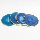 Gemstone Gemstone Polishing Agate Slices Coasters With Gold Trim