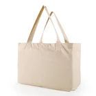 Natural customized printed organic cotton grocery tote shopping bag with bottle sleeves