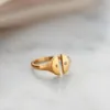 Inspire jewelry online wholesale high polished square top dome gold plated Silver Open Back Engravable Signet Ring adjustable