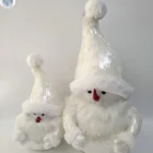 Indoor Natural Handmade table Christmas Stage Decoration Craft White Snowman S/2