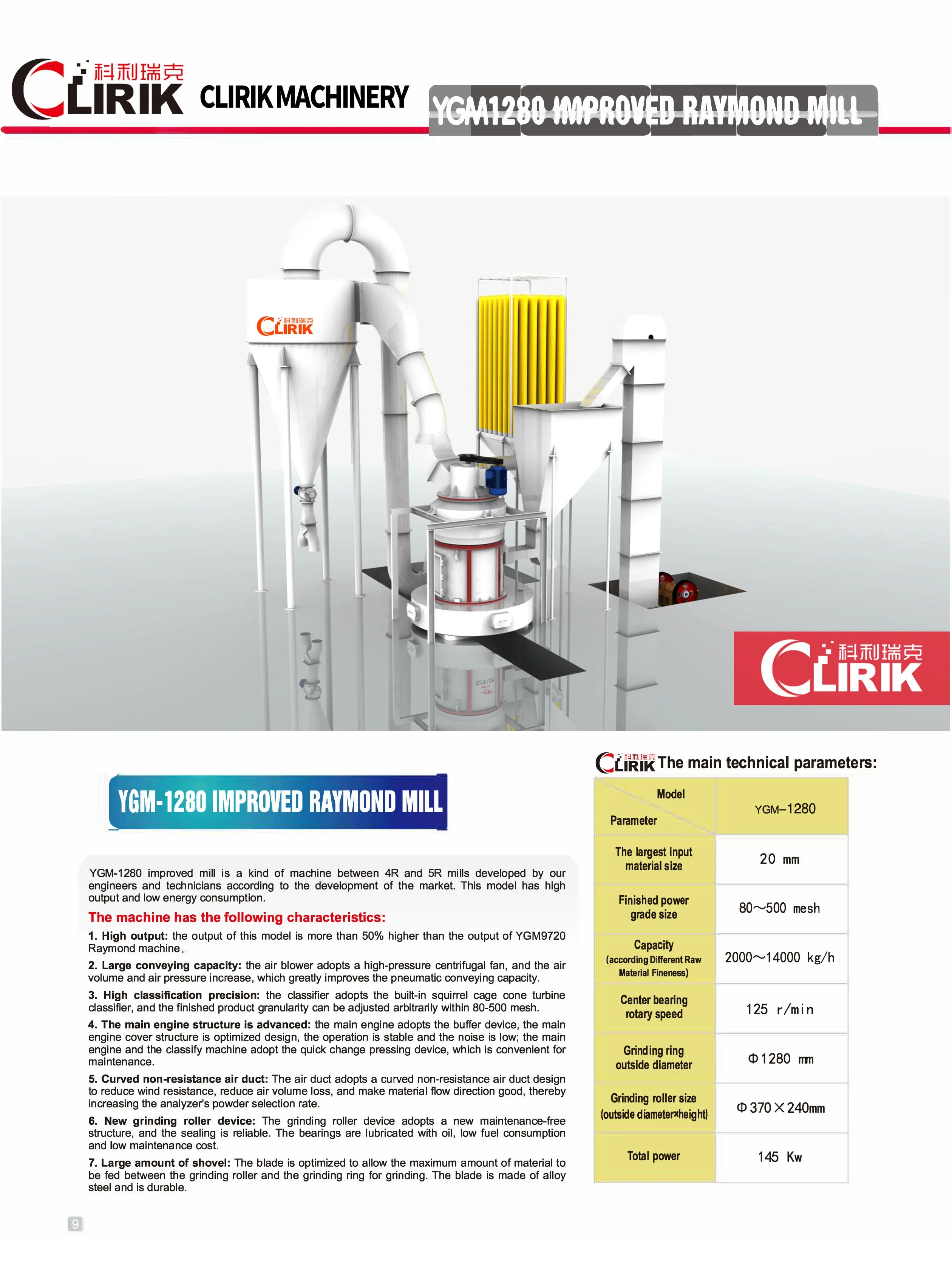 YGM 160 micronons molino大理石粉末制造机
