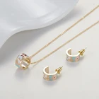 Gold Plated Necklace Wholesale High Quality Women Gold Plated Jewelry Enamel Necklace Earring Sets For All Occasion