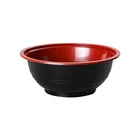 Disposable plastic 550ml salad hot soup bowl round food container PP take out red and black bowl with lid