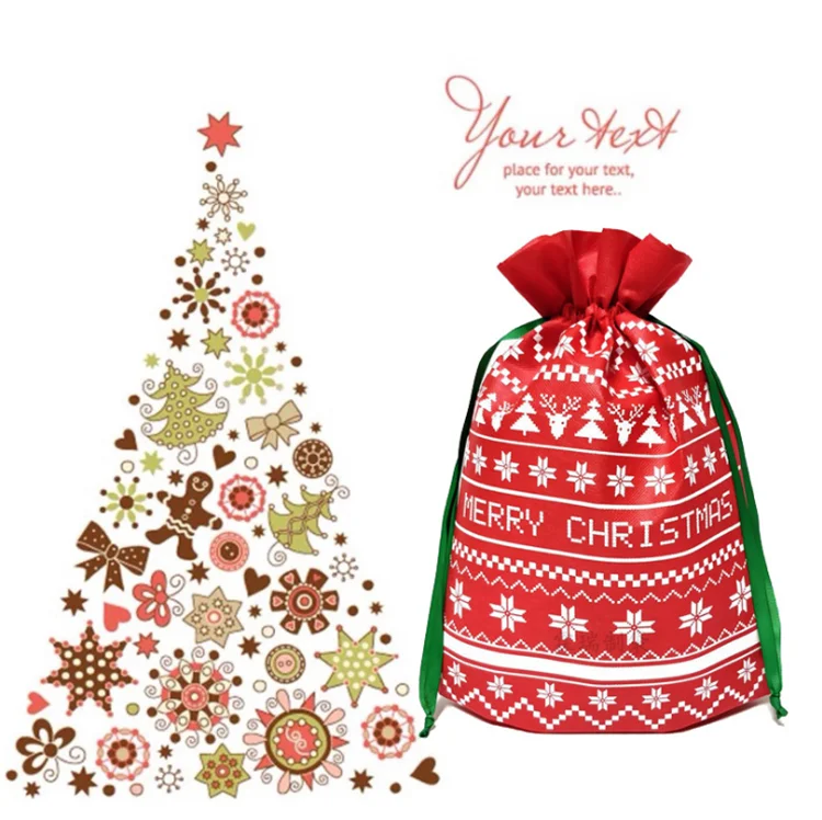 promotional packaging gift christmas small non woven drawstring