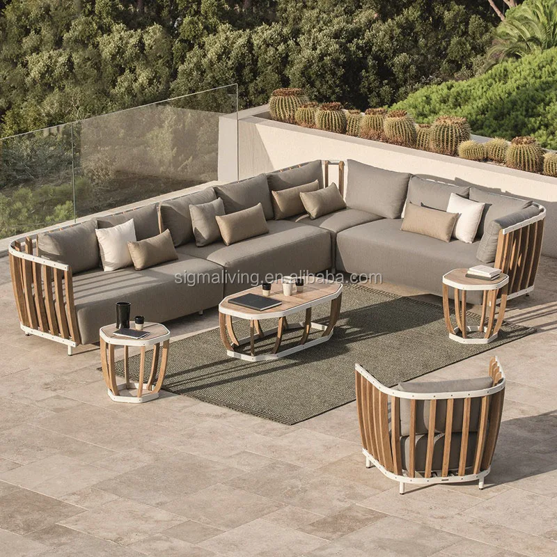 Garden sets teakwood outdoor sofa combination villa club hotel model room