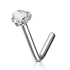 Heart L Shape Prong set CZ Nose Ring Jewelry Body Piercing Jewelry