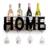 Premium Black Wall Mount Metal Wine Rack with Home Wine Word Hanging Bottle Holder Storage Decorative Display Home Decor