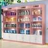 Beauty salon simple design custom made silver aluminum frame pink color beauty glass display