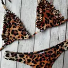 leopard ruffle sexy bikini women halter swimwear brazilian set 2018