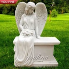 Beautiful White Marble Angel Headstone Memorial Stele Tombstone