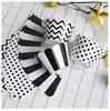 Wedding Black and White Cupcake Wrappers Muffins Holder Birthday Party Decoration, Set of 24, Chevron Stripe and Polka Dot