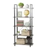 5-shelf ladder bookcase/Antique industrial style ladder wooden bookshelf/Metal wood bookshelves