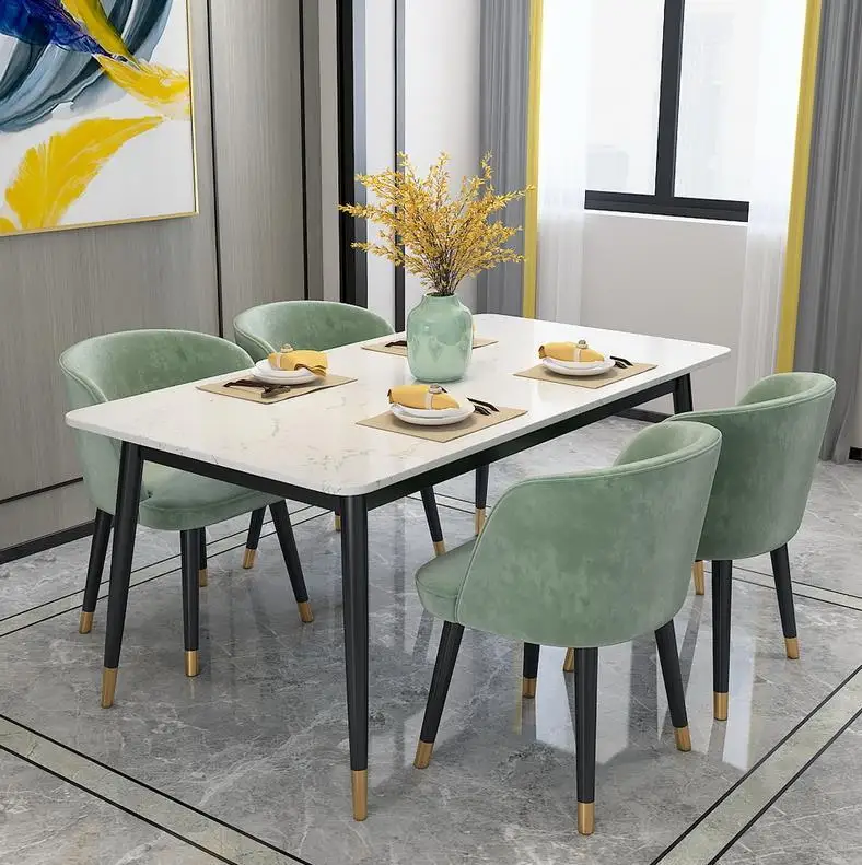 Nordic marble dining table and chair combination post modern minimalist table small apartment rectangular light luxury table