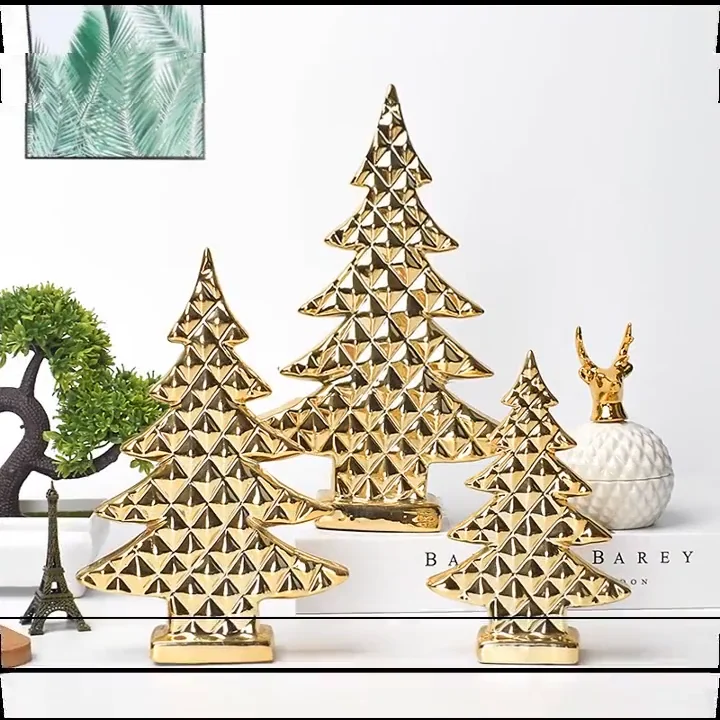 wholesale plating gold ceramic christmas tree porcelain tree for