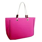 High quality elegant and fashion pink polyester splicing shopping bag women casual canvas tote handbag
