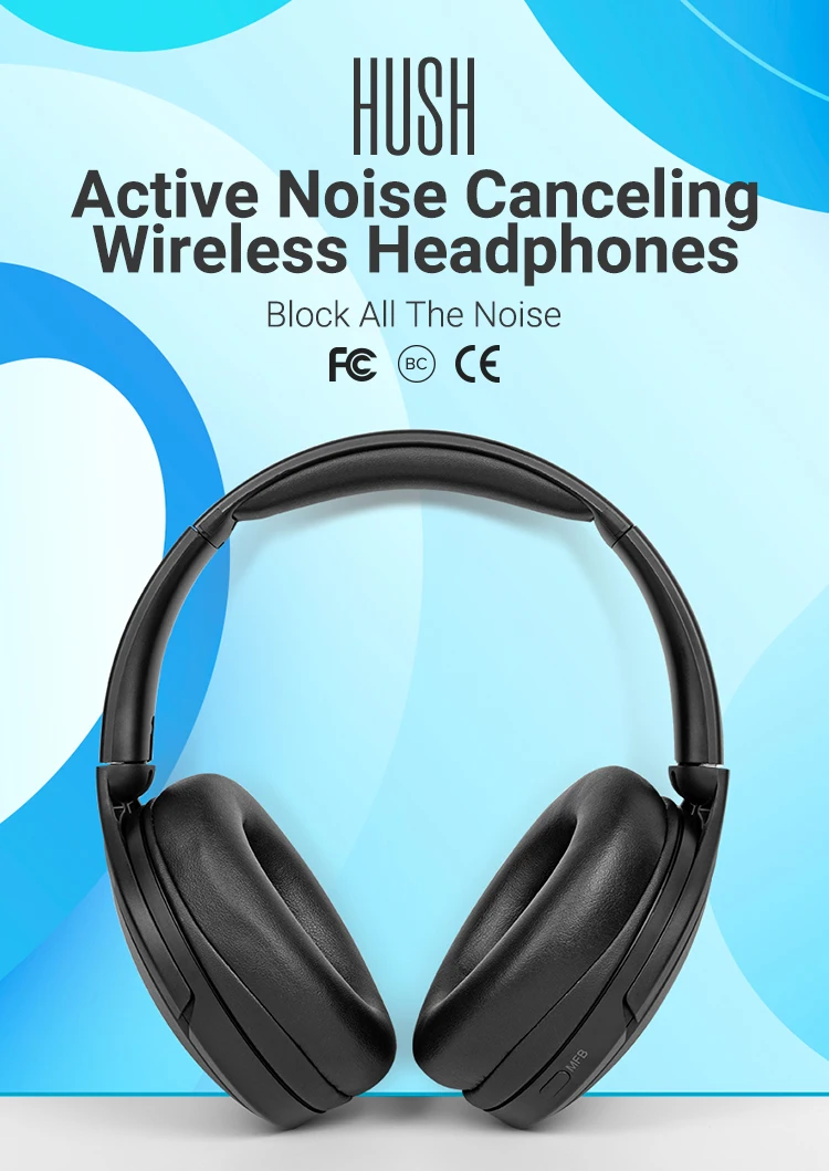 -35dB Noise Canceling 100 Hours Playtime Wireless Hybrid Active Noise Canceling Earphones Headphones – HUSH