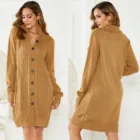 Women's winter sweater single button coat knitted cardigan sweater long coat