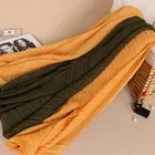 Contrast Color Premium Long Shawls Scarves Pleated Scarf Muslim Women Fashion Cotton Hijab Scarf