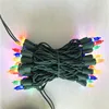 220V 50 light belt buckle smooth small ice linear light string with green line and male and female eu round 2 pin plug