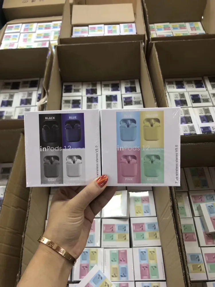 2019 i 12 macaron Earphones bluetooth 5.0 I12 TWS aipods blue tooth ear phones inpods Ture Wireless stereo earbuds - ANKUX.COM