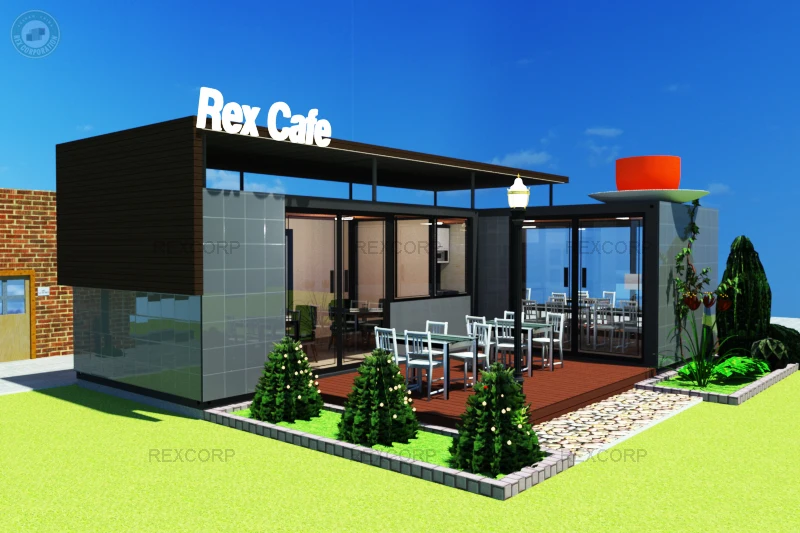 20ft container coffee shop design outdoor modern