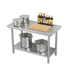 Household corrosion resisting working table with shelves stainless steel corner work table