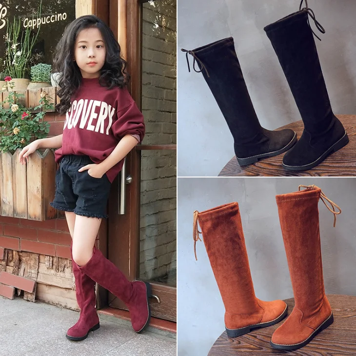Long Boot Girls Knee High Leather Boots 