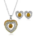india gold plated jewelry heart crystal stone necklace sets