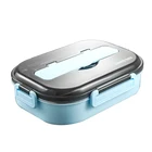 304 stainless steel insulated lunch box student creative square lunch box children compartment plastic lunch box custom