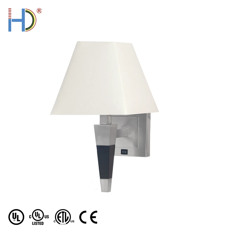 China Hotel Vintage Luxury Brushed Nickel Finish Wood White Wall Lamp