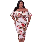 Cross-border Ebay Amazon Lady Fashion Dress Plus Size Off Shoulder Women Floral Casual Midi Dresses