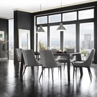 Leg Dining Dining Chair Mid-century Grey Fabric Upholstered Slope Leg Dining Chair