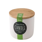 Wholesale Cheap Price Own Brand Custom Design Ivory Fragrance Round Ceramic Candle Jar With Bamboo Lid