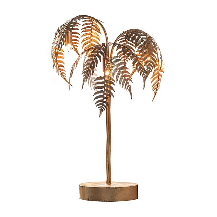 JLT-4278 Post Moderne Dekorative Palme Gold Eisen Tisch Lampe Für Modell Hause