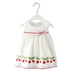 cute girl fashion Chiffon dress with berry embroidery pattern and white sweet round collar