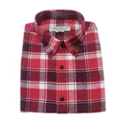 casual men checked organic cotton long sleeve flannel shirt