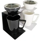 350ml Ceramic Mug White or Black Color Double Wall Coffee Dripper Set with Stand Ceramic Dripper Set