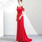 Modern red wine satin bridesmaid dress wedding gowns