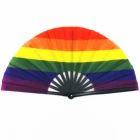 2020 New Style Rainbow Bamboo Thick Rib LGBT Rave Folding Bamboo Hand Kungfu Fan