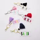 blank acrylic keychain for monogram with tassel