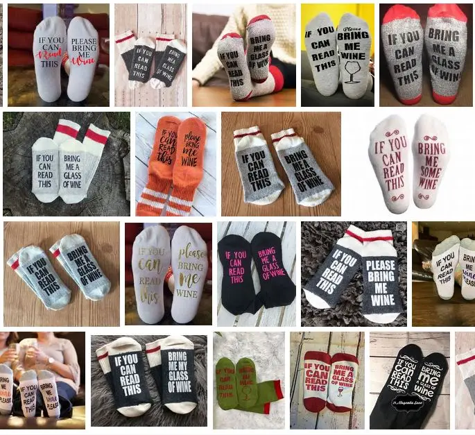oem gift packing if you read this bring me wine socks / 